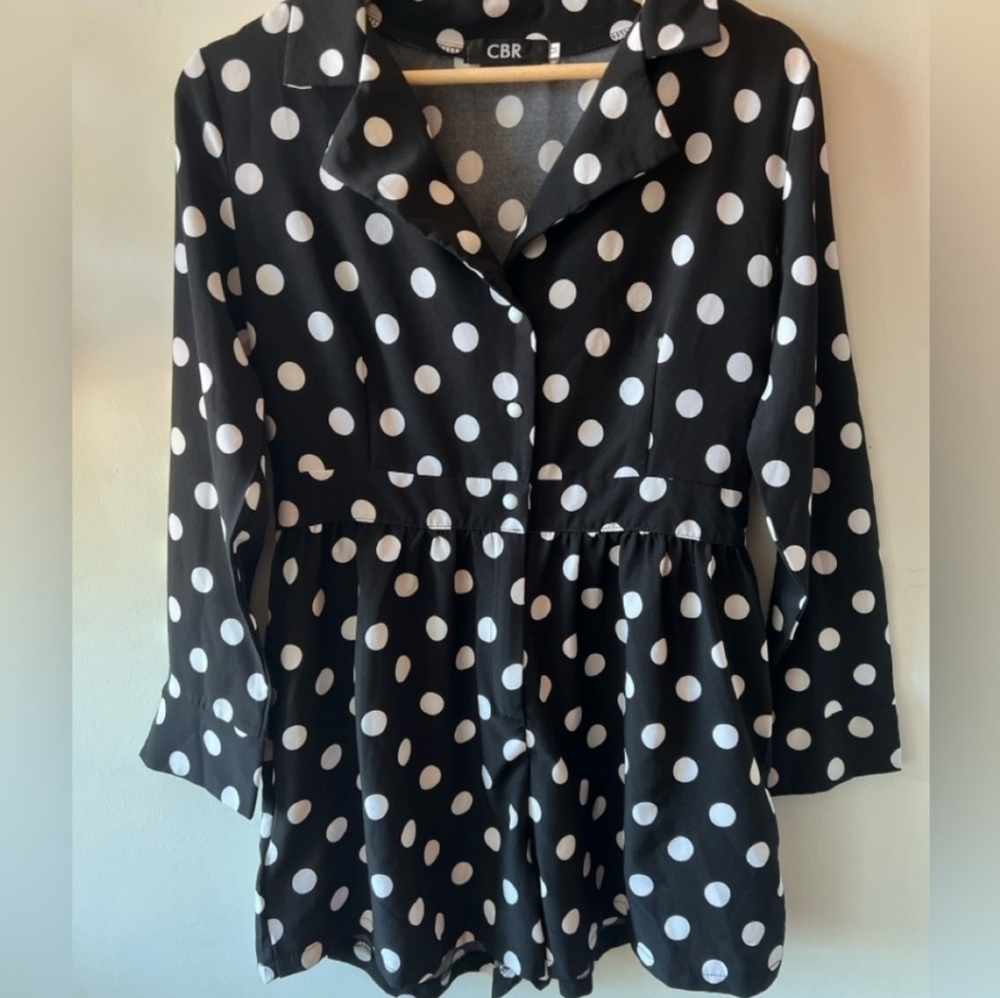CBR Black & White Polka Dot Romper L - Picture 3 of 9